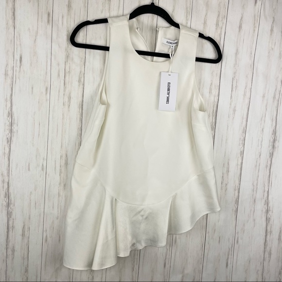 Elizabeth and James NWT cream asymmetrical ruffle tank - Picture 1 of 6